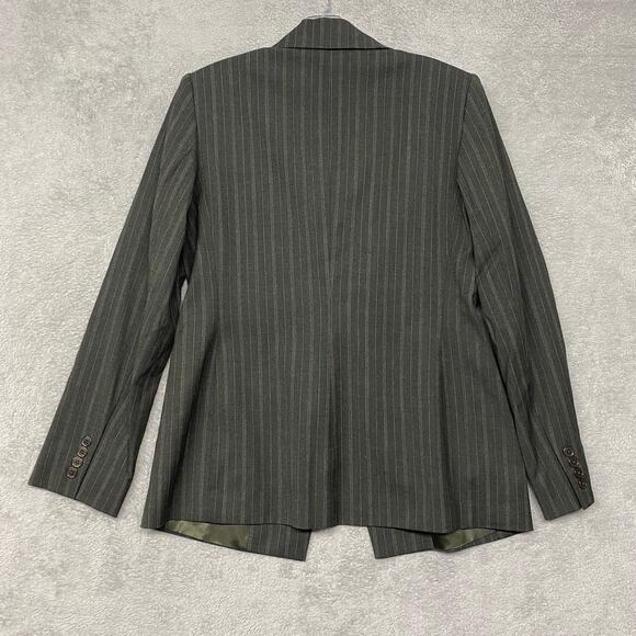 Linda Allard Ellen Tracy Jacket Womens 8 Blazer Gray Pinstripe Wool Button Up - Picture 9 of 10